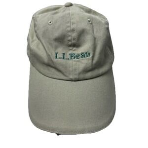 LL BEAN Beige LED Lighted Pathfinder Hat Baseball‎ Flashlight Cap Leather Strap